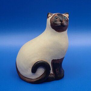 Vintage 1980s Siamese Cat Figurine from Artisans Heavy Clay So Much Purrsonality